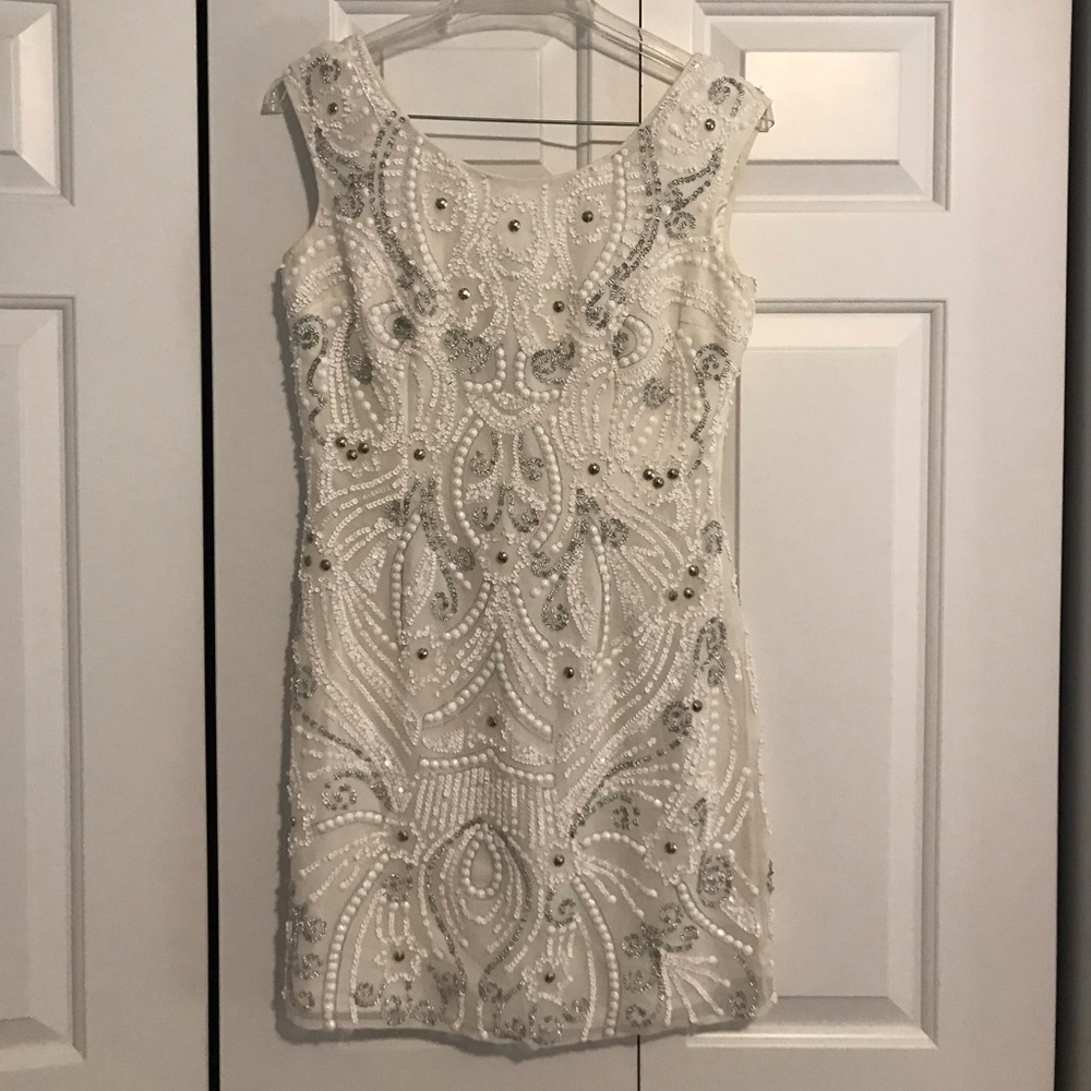 White beaded formal dress